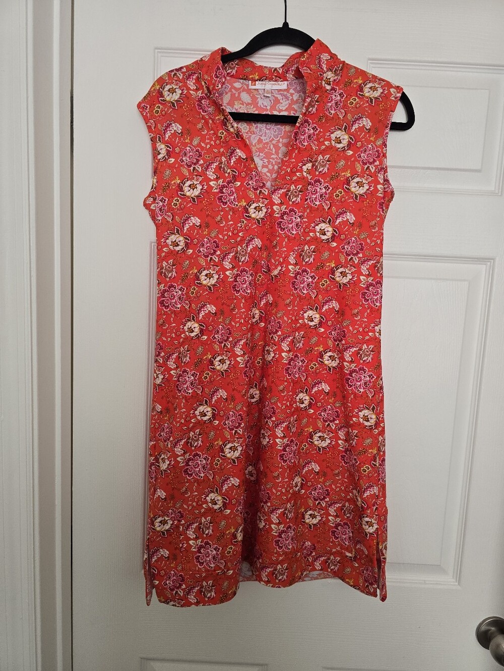 Jude Connally Sleeveless Floral Shift Dress - Coral Red, Size S